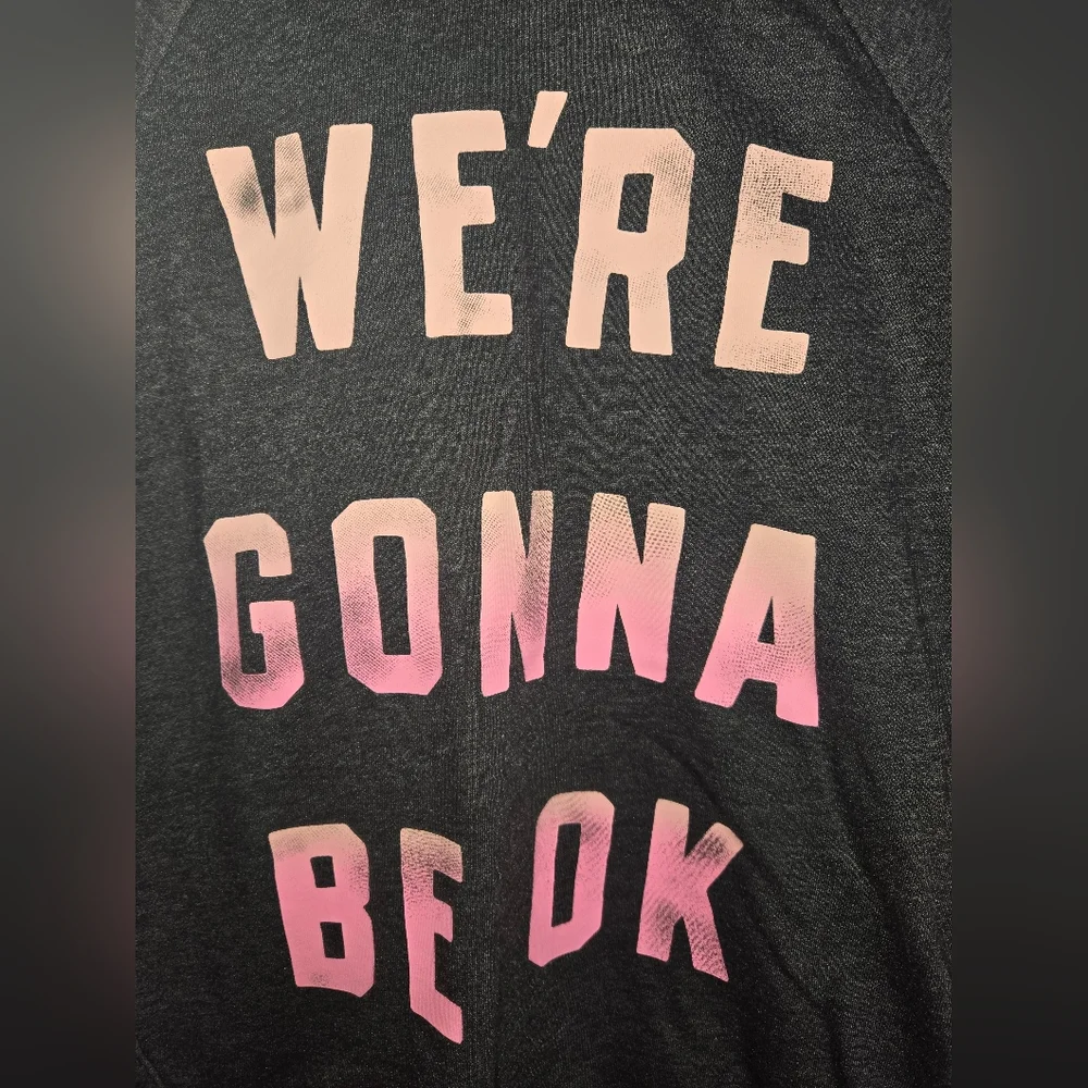 Old Navy We're Gonna Be Ok Graphic Tunic Pullover Hoodie Gray Pnk 14/16